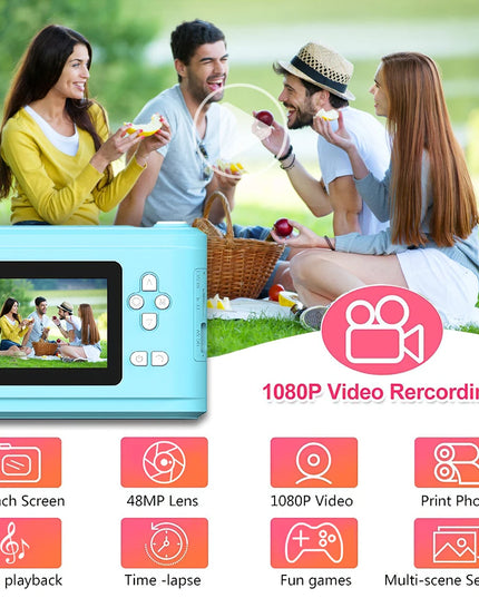 FGRYBC Kids Instant Print Camera - Portable Selfie Toy for Ages 3-14
