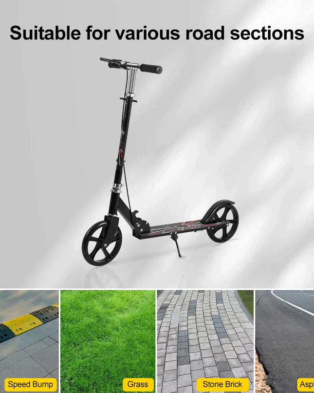Foldable Commuter Scooter - Adjustable Height for Kids and Adults