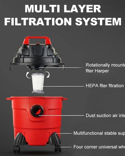 FGRYB 15L Dry/Wet Dust Vacuum Cleaner - Handheld, 4m Cord