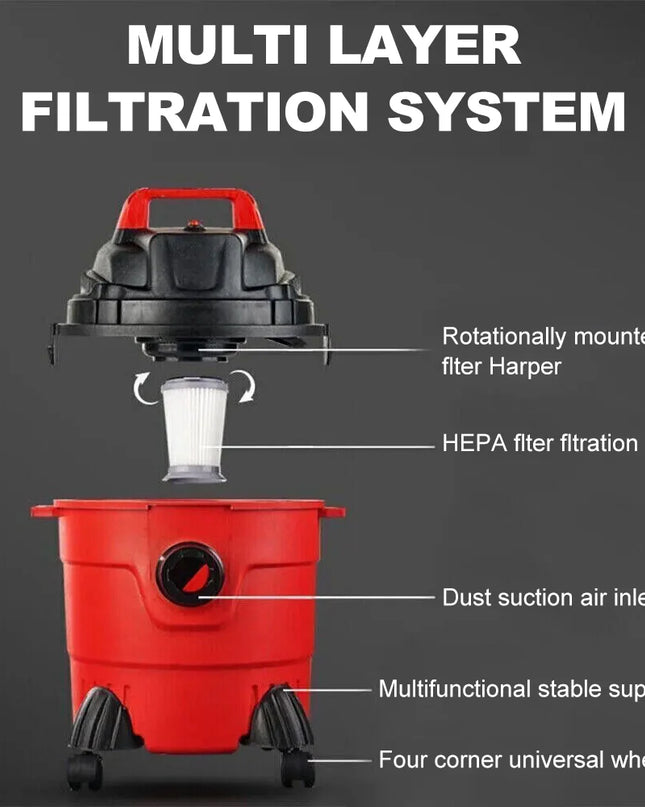 FGRYB 15L Dry/Wet Dust Vacuum Cleaner - Handheld, 4m Cord