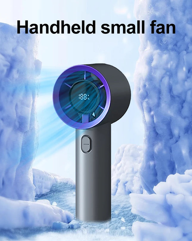 FGRYB Portable USB Rechargeable Handheld Fan - 5 Speeds, Digital Display