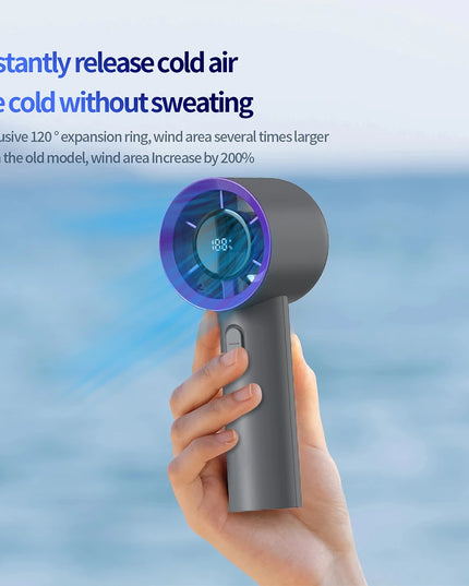 FGRYB Portable USB Rechargeable Handheld Fan - 5 Speeds, Digital Display