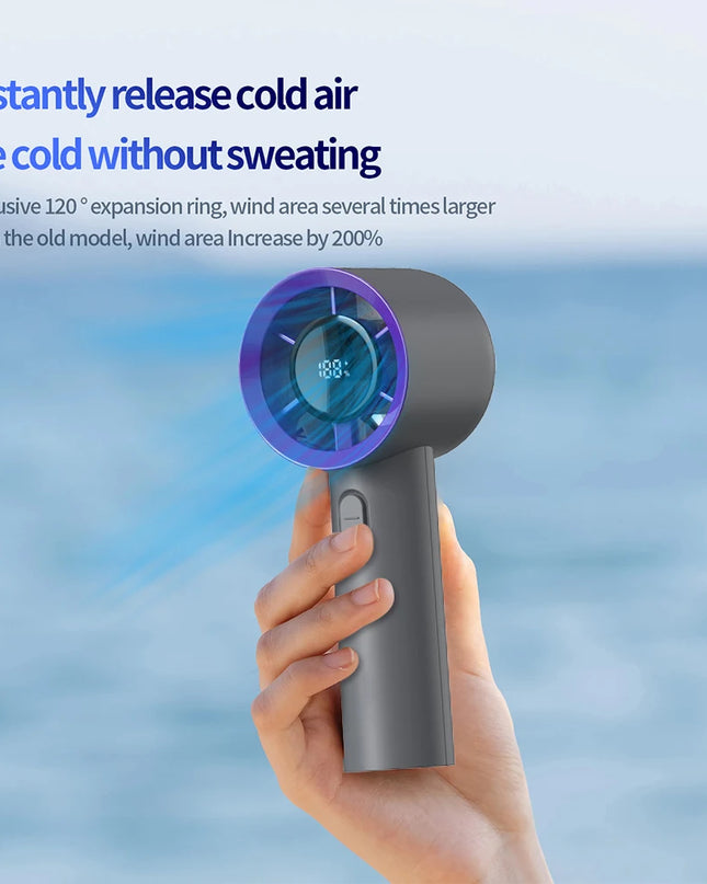 FGRYB Portable USB Rechargeable Handheld Fan - 5 Speeds, Digital Display