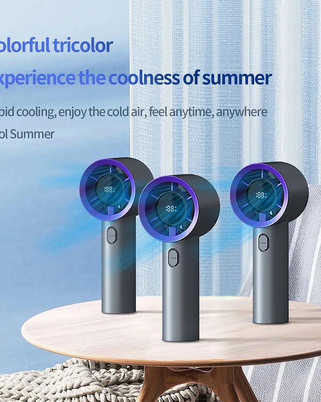 FGRYB Portable USB Rechargeable Handheld Fan - 5 Speeds, Digital Display