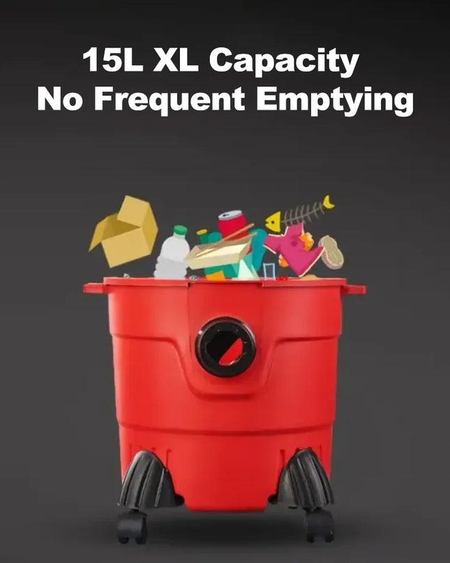 FGRYB 15L Dry/Wet Dust Vacuum Cleaner - Handheld, 4m Cord