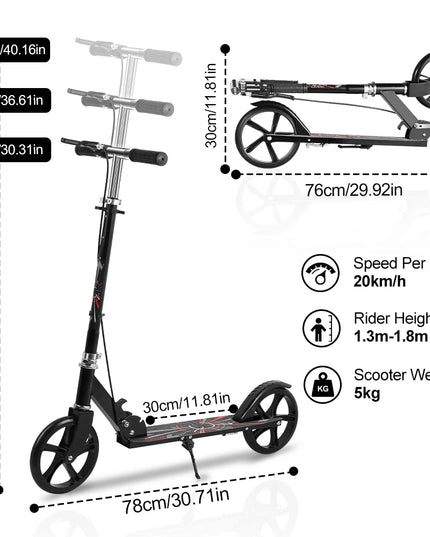 Foldable Commuter Scooter - Adjustable Height for Kids and Adults