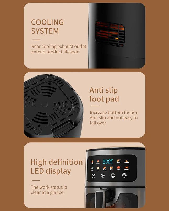8L Visual Air Fryer - Digital Control, Healthy Oil-Free Cooking