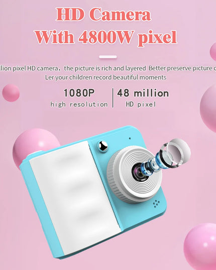 FGRYBC Kids Instant Print Camera - Portable Selfie Toy for Ages 3-14