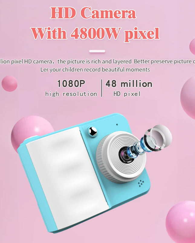 FGRYBC Kids Instant Print Camera - Portable Selfie Toy for Ages 3-14