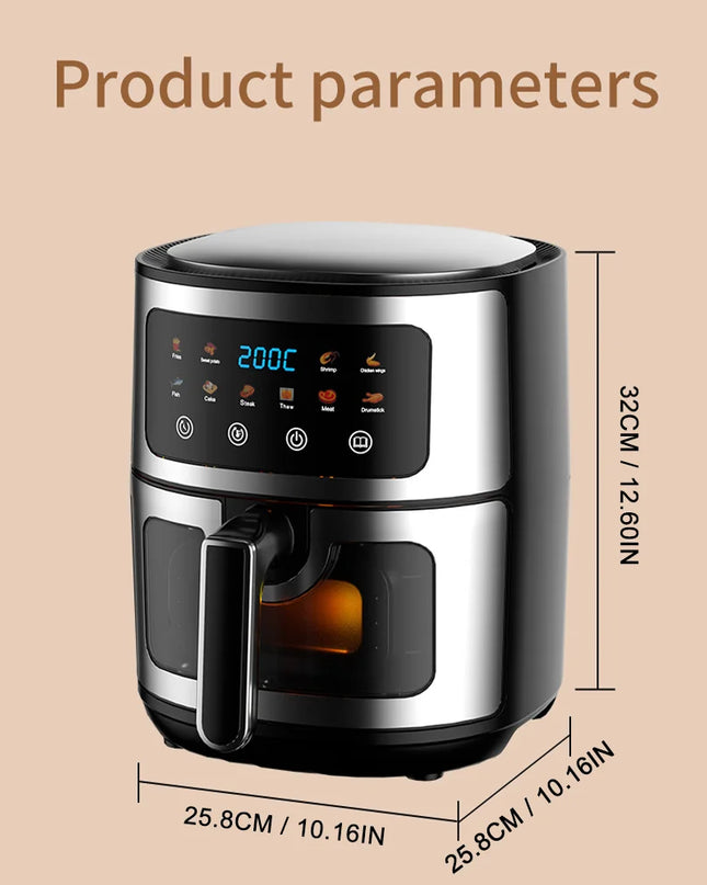 8L Visual Air Fryer - Digital Control, Healthy Oil-Free Cooking