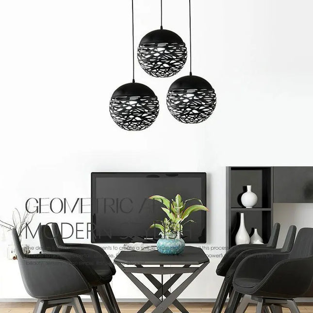Modern Retro Hollow Carved Chandelier - LED Pendant Light for Rooms