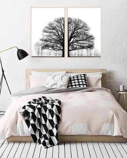 Black and White Winter Tree Wall Art - Scandinavian Style Canvas Print