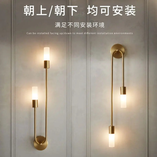 Nordic Brass LED Wall Lamp - Modern Copper Design for Bedroom