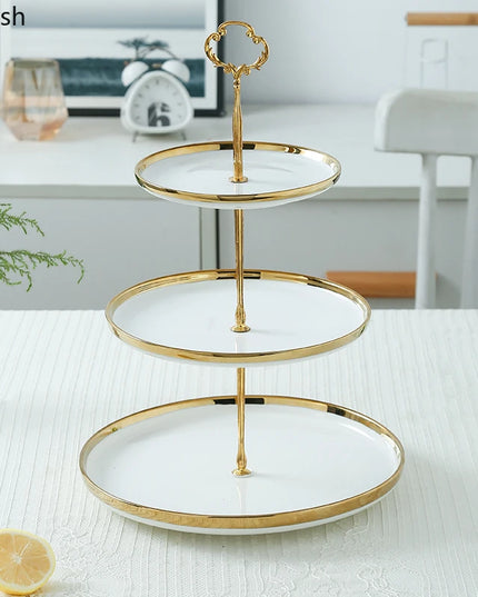 Creative White Gold-Plated Cake Stand - Multi-Layer Dessert Tray