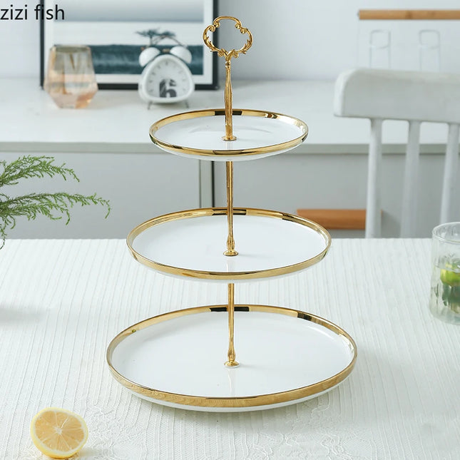 Creative White Gold-Plated Cake Stand - Multi-Layer Dessert Tray