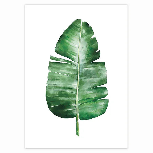 Tropical Plant Canvas Wall Art - Nordic Green Leaves for Home Decor