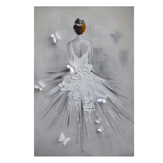 Modern Ballet Dancer Canvas Painting - Unframed Wall Art for Girls
