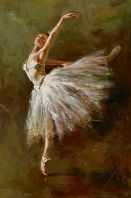 Modern Ballet Dancer Canvas Painting - Unframed Wall Art for Girls