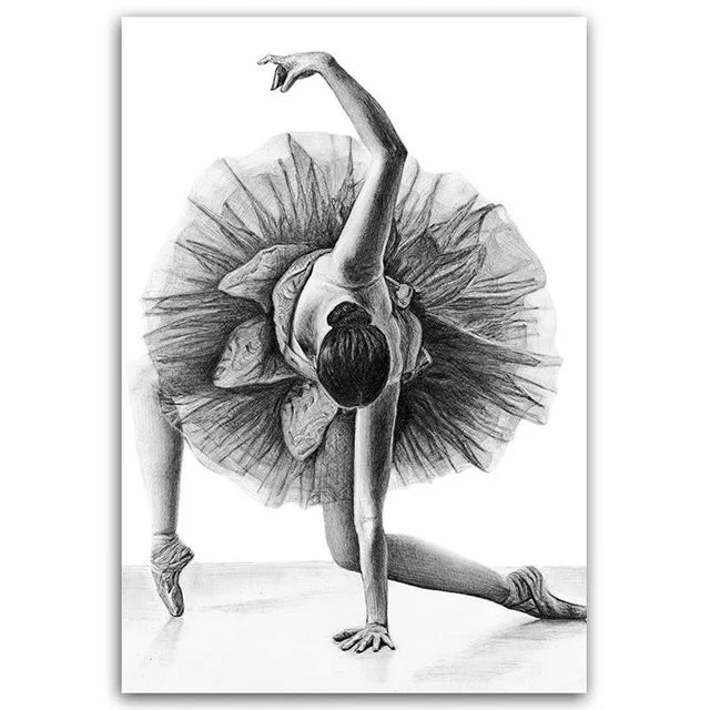 Modern Ballet Dancer Canvas Painting - Unframed Wall Art for Girls