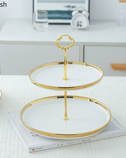 Creative White Gold-Plated Cake Stand - Multi-Layer Dessert Tray