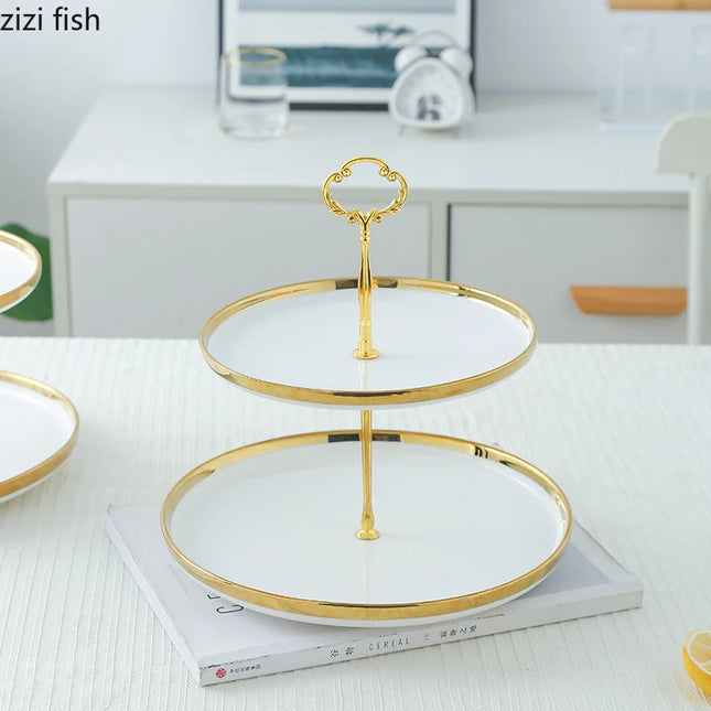 Creative White Gold-Plated Cake Stand - Multi-Layer Dessert Tray