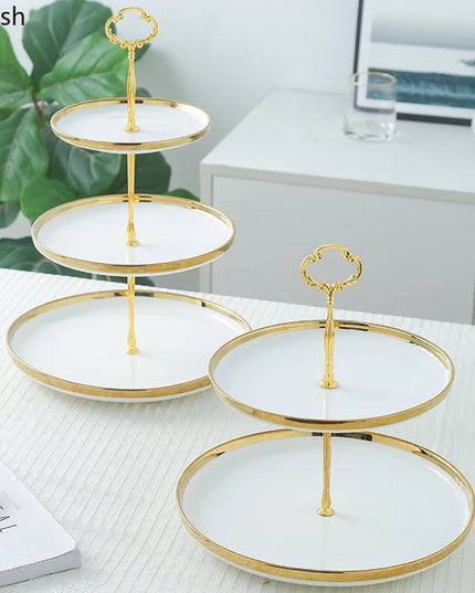 Creative White Gold-Plated Cake Stand - Multi-Layer Dessert Tray
