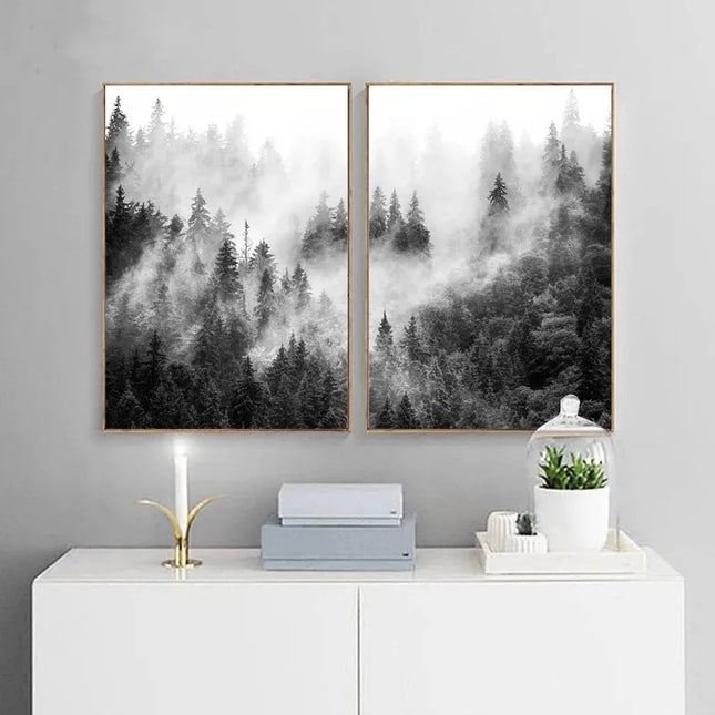 Black and White Winter Tree Wall Art - Scandinavian Style Canvas Print