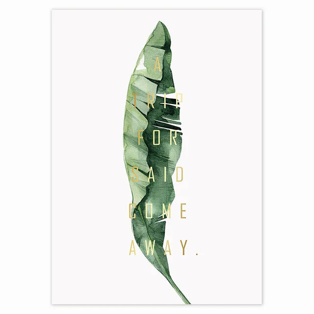 Tropical Plant Canvas Wall Art - Nordic Green Leaves for Home Decor