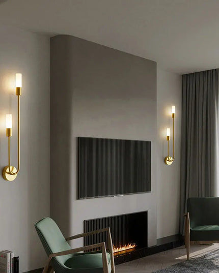 Nordic Brass LED Wall Lamp - Modern Copper Design for Bedroom