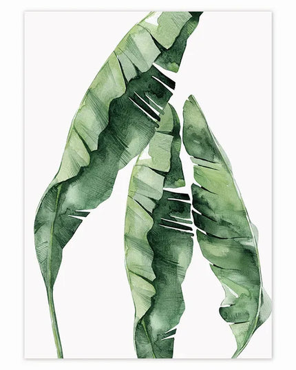 Tropical Plant Canvas Wall Art - Nordic Green Leaves for Home Decor