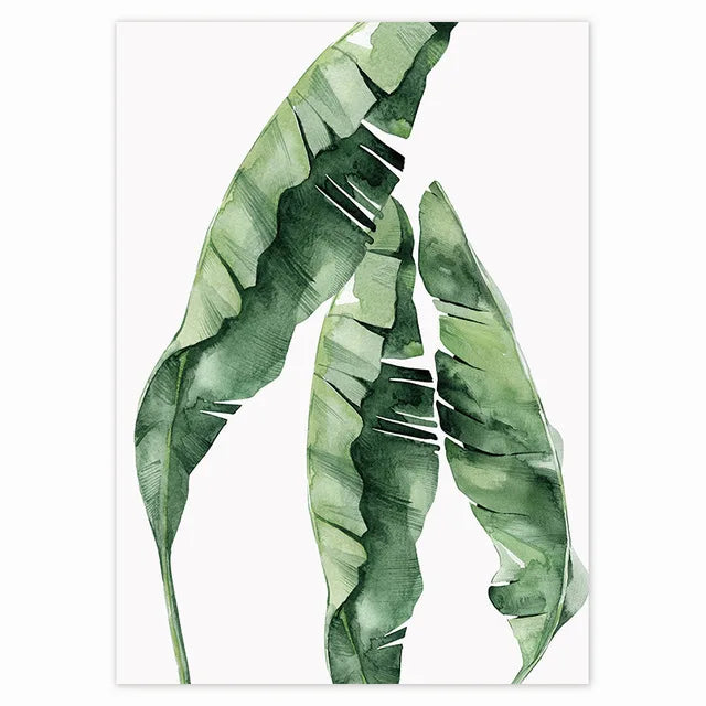 Tropical Plant Canvas Wall Art - Nordic Green Leaves for Home Decor