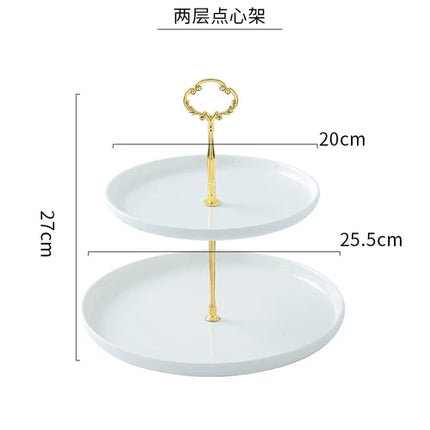 Creative White Gold-Plated Cake Stand - Multi-Layer Dessert Tray