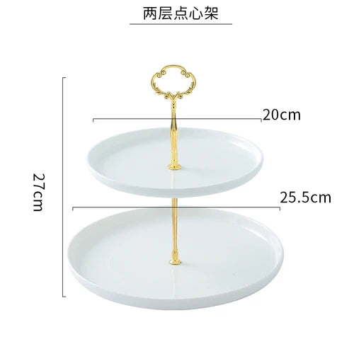 Creative White Gold-Plated Cake Stand - Multi-Layer Dessert Tray