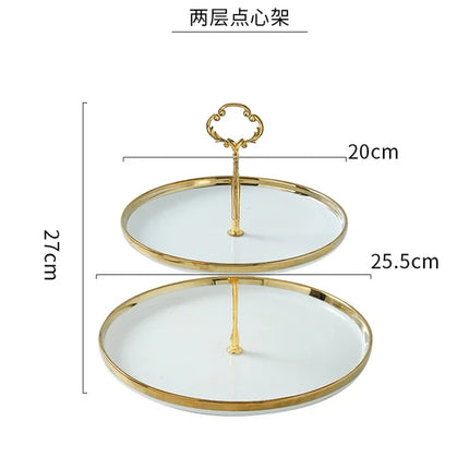 Creative White Gold-Plated Cake Stand - Multi-Layer Dessert Tray