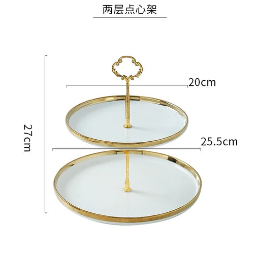 Creative White Gold-Plated Cake Stand - Multi-Layer Dessert Tray