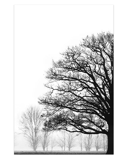 Black and White Winter Tree Wall Art - Scandinavian Style Canvas Print