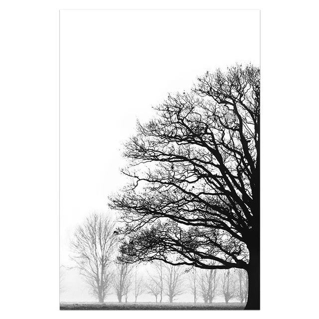 Black and White Winter Tree Wall Art - Scandinavian Style Canvas Print