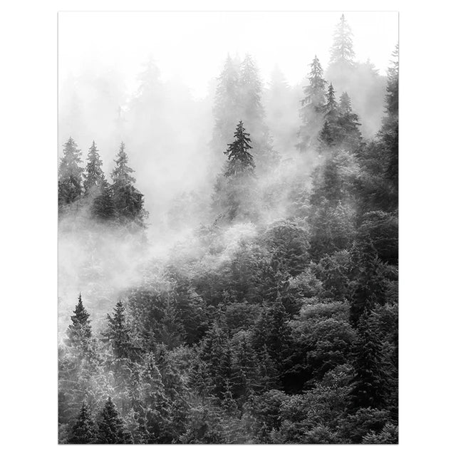 Black and White Winter Tree Wall Art - Scandinavian Style Canvas Print