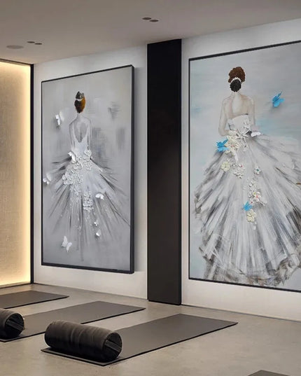 Modern Ballet Dancer Canvas Painting - Unframed Wall Art for Girls