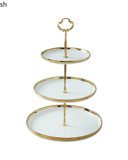 Creative White Gold-Plated Cake Stand - Multi-Layer Dessert Tray