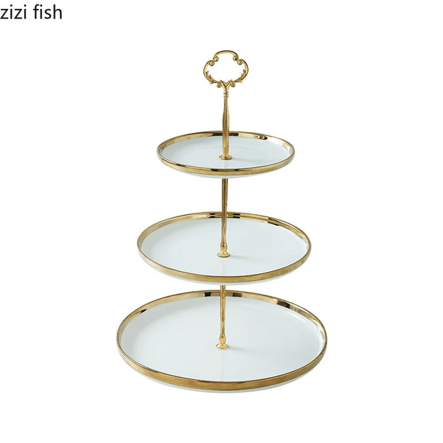 Creative White Gold-Plated Cake Stand - Multi-Layer Dessert Tray