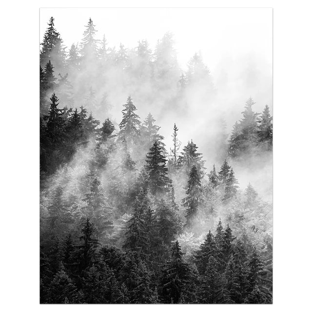 Black and White Winter Tree Wall Art - Scandinavian Style Canvas Print