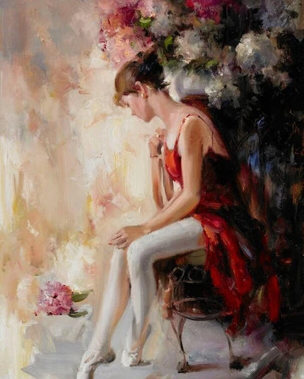 Modern Ballet Dancer Canvas Painting - Unframed Wall Art for Girls