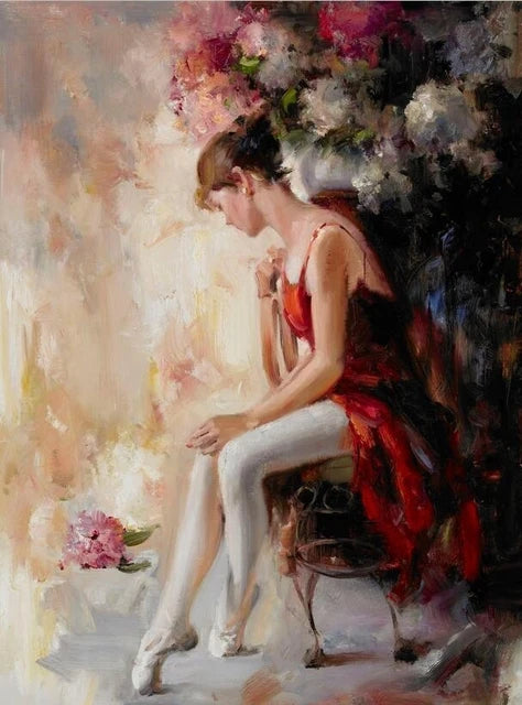 Modern Ballet Dancer Canvas Painting - Unframed Wall Art for Girls