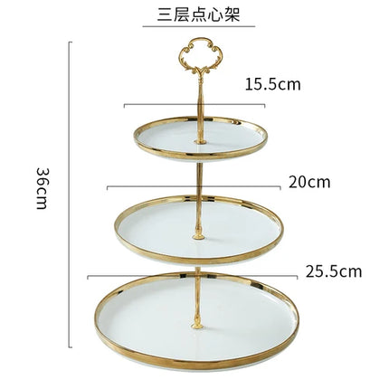 Creative White Gold-Plated Cake Stand - Multi-Layer Dessert Tray