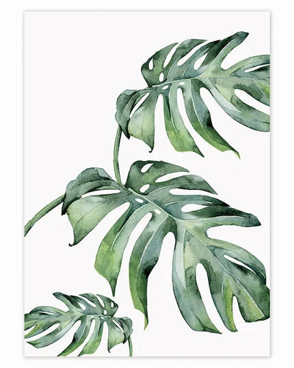 Tropical Plant Canvas Wall Art - Nordic Green Leaves for Home Decor