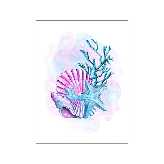 Starfish Hippocampus Mermaid Canvas Poster - Nordic Wall Art Decor