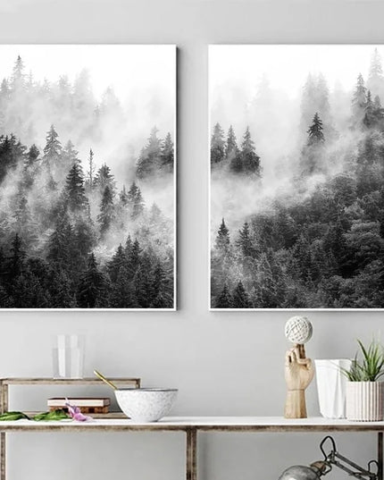 Black and White Winter Tree Wall Art - Scandinavian Style Canvas Print