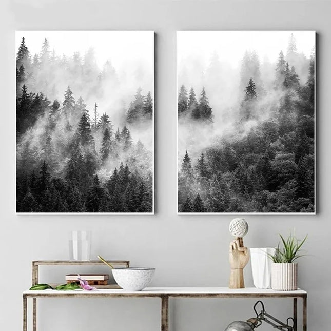 Black and White Winter Tree Wall Art - Scandinavian Style Canvas Print