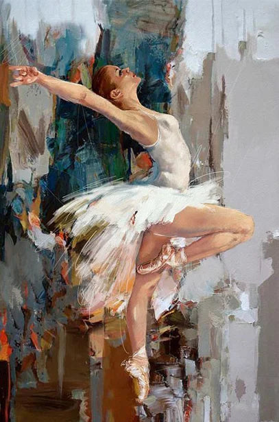 Modern Ballet Dancer Canvas Painting - Unframed Wall Art for Girls